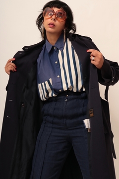 Trench coat azul marinho forrado cinto - comprar online