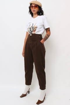 calça cintura alta bag marrom vintage na internet