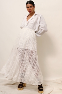 Camisa branca renda vintage frete algodão - loja online