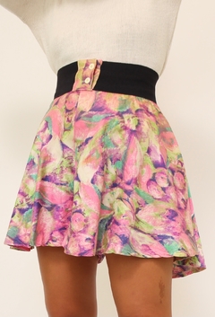 shorts amplo floral cintura alta na internet