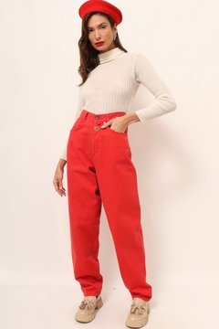 calça vermelha cintura mega alta - loja online