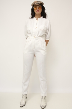 Calça cintura alta branca vintage - comprar online