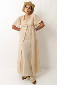 conjunto robe renda + camisola Bege vintage - comprar online