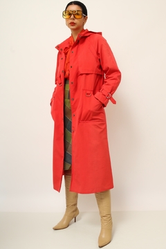 Trench Coat vermelho recortes classico - comprar online