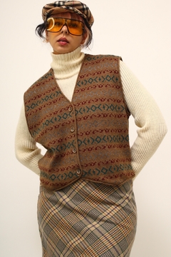 Colete tricot vintage estampado