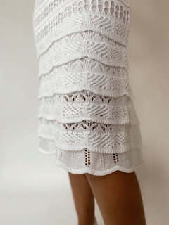 Vestido tricot BASIC branco recorte vazado - loja online