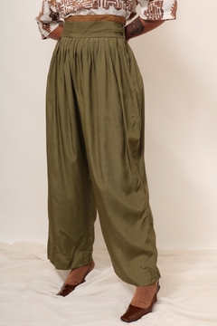 Calça verde cintura alta pantalona det marrom - comprar online