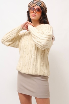 tricot grosso creme textura vintage - loja online