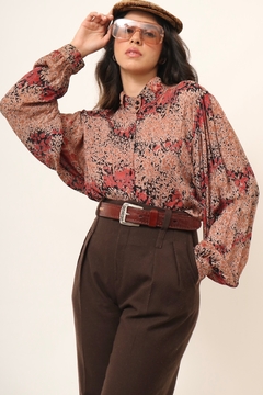 Camisa western manga bufante estampa vintage levinha - comprar online