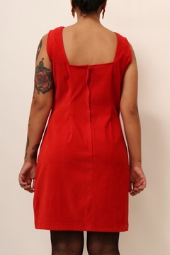 Vestido veludo vermelho vintage - loja online