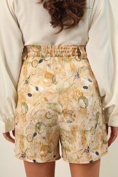 Shorts cintura alta estampado amarelo - comprar online
