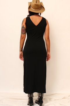 Vestido preto midi fenda lateral - loja online