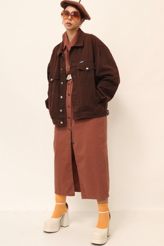 Jaqueta marrom bordado costas vintage - loja online