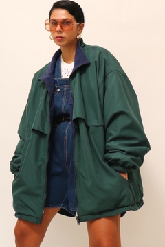 Jaqueta dupla face verde e azul ampla - comprar online
