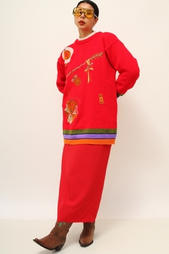 Pulover vermelho natal vintage - loja online