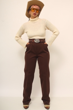 Calça marrom cintura alta vintage - comprar online