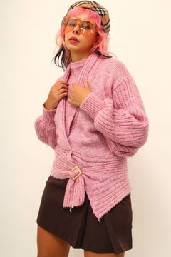 Tricot rosa acinturado 80´s vintage MOM na internet