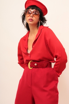 Camisa vermelha manga longa ombreira classica - comprar online