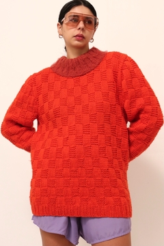 Tricot laranja vintage grosso Velma