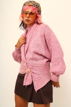 Tricot rosa acinturado 80´s vintage MOM - loja online