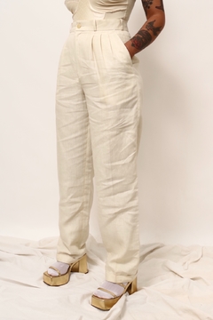 calça cintura alta creme 100% LINHO na internet