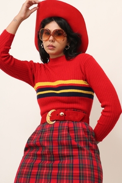 tricot vermelho listras vintage 79’s - comprar online