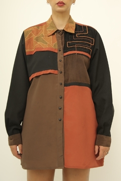 Camisa 100% poliester western vintage