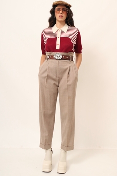 Calça cenoura lã cintura alta BEGE vintage ( PESPCTIVA) - loja online