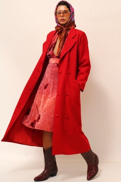 casaco vermelho forrado longo - loja online