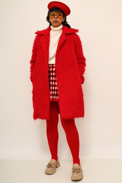 Casaco pelucia vermelho vintage - loja online