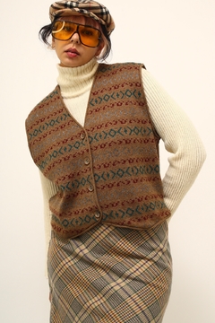 Colete tricot vintage estampado na internet