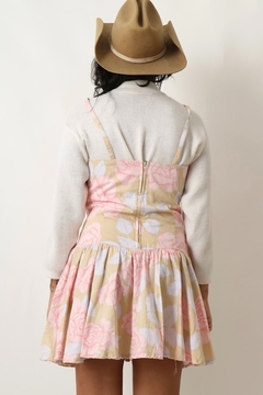 vestido floral saia pregas corset busto - comprar online
