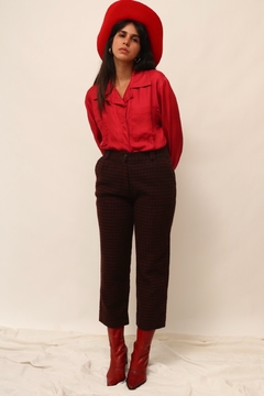 Calça tricot marrom vermelho - comprar online
