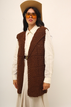 Colete crochet marrom vintage - loja online