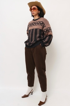 tricot western vintage marrom - loja online