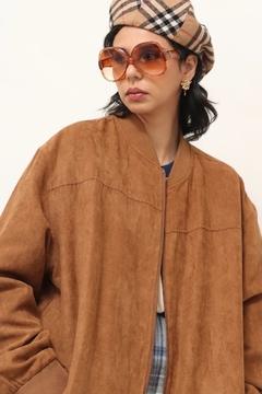 Jaqueta camurça (fake) marrom forrada - comprar online