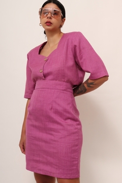 conjunto saia + camisa rosa estilo linho - loja online