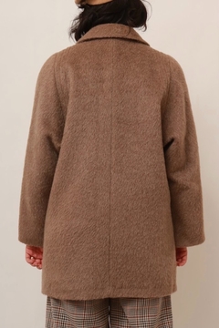 casaco lã vintage forrado bege