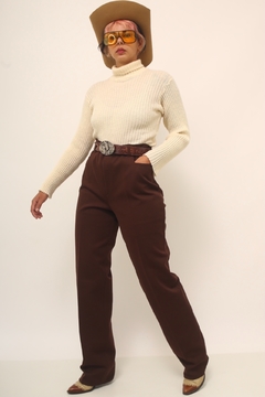 Calça marrom cintura alta vintage - loja online