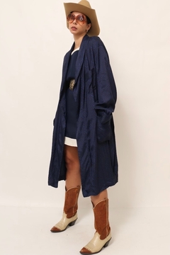 roupao de onça longo azul vintage - comprar online