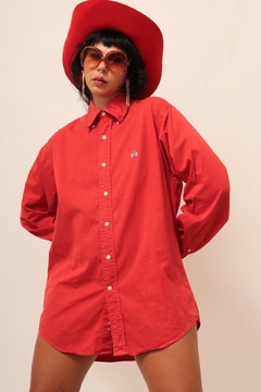 Camisa vermelha vintage bordado cavalo - loja online