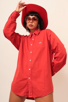 Camisa vermelha vintage bordado cavalo - comprar online