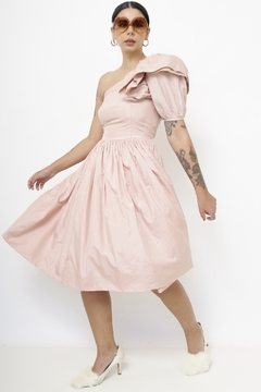 Vestido rosa festa laço vintage midi - comprar online