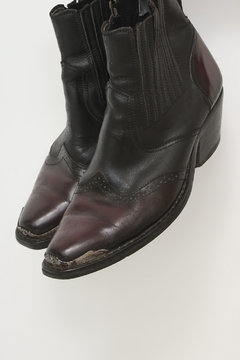 Bota western curta bordo com preto couro 39/40