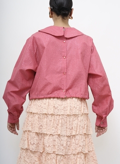 Camisa rosa manga bufante brilho - loja online