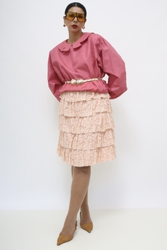 Saia rosa camadas renda vintage - comprar online