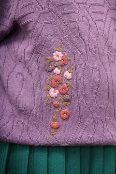 Pulover roxo flores vintage na internet