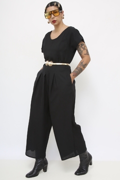 Macacao preto pantacourt pantalona - comprar online