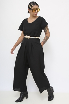 Macacao preto pantacourt pantalona - comprar online