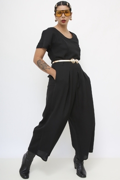 Macacao preto pantacourt pantalona - loja online